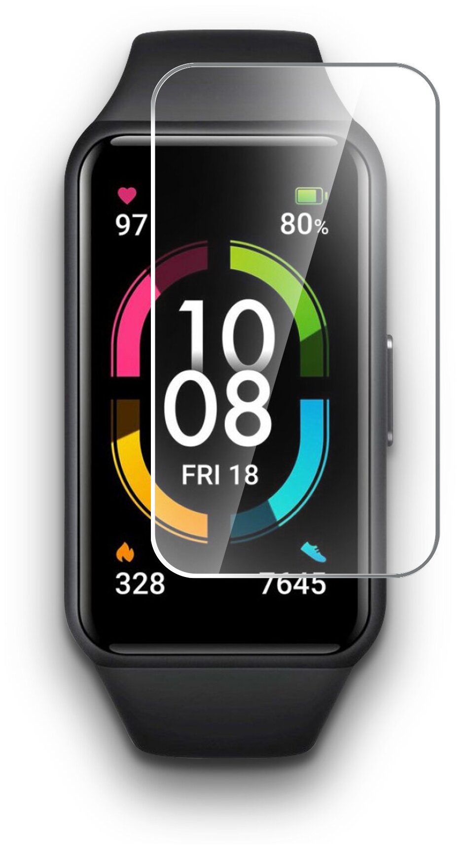 Защитная пленка на Honor Band 6 на часы/фитнес браслет прозрачная гидрогелевая с олеофобным покрытием силиконовая клеевая основа, комплект 2 шт, Miuko
