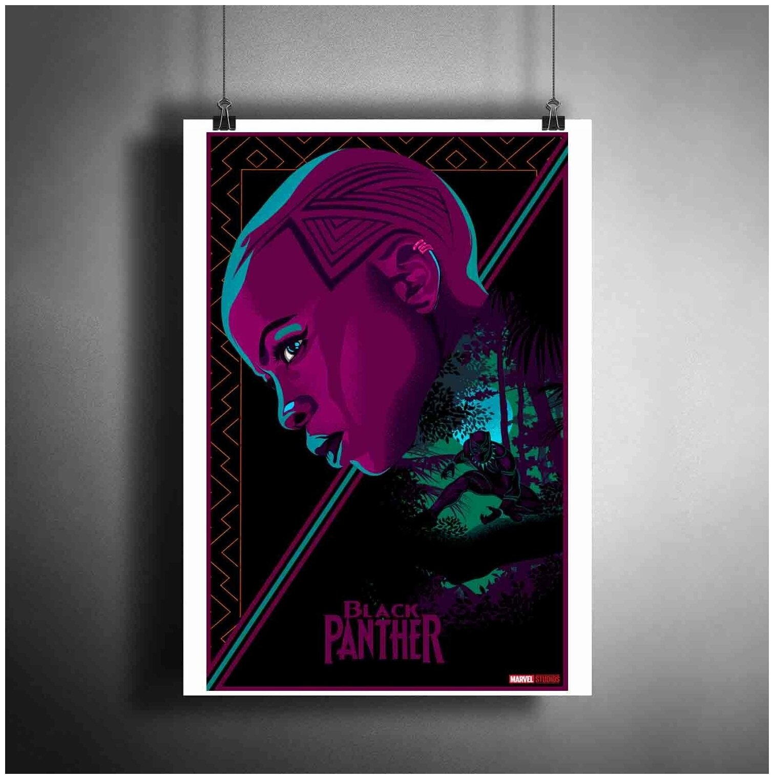 Постер плакат для интерьера "Фильм: Чёрная пантера. Black Panther. Комиксы Марвел"/ Декор дома, офиса. A3 (297 x 420 мм)