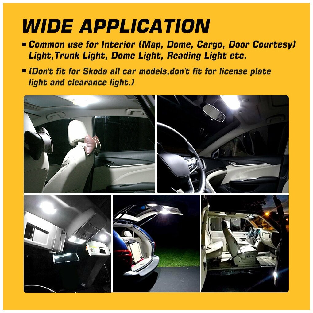 Светодиодная лампа Novsight T10 W5W цоколь W2.1x9.5d 2шт 6000К белый свет LED автомобильная