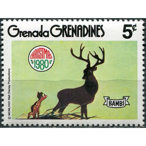 Гренада Гренадины 1980. Бэмби и Великий князь леса (MNH OG) Почтовая марка