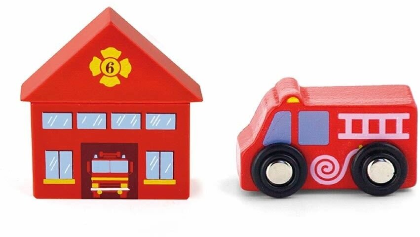 Игровой набор к железной дороге Viga Toys Пожарная станция (50815) - фото №3