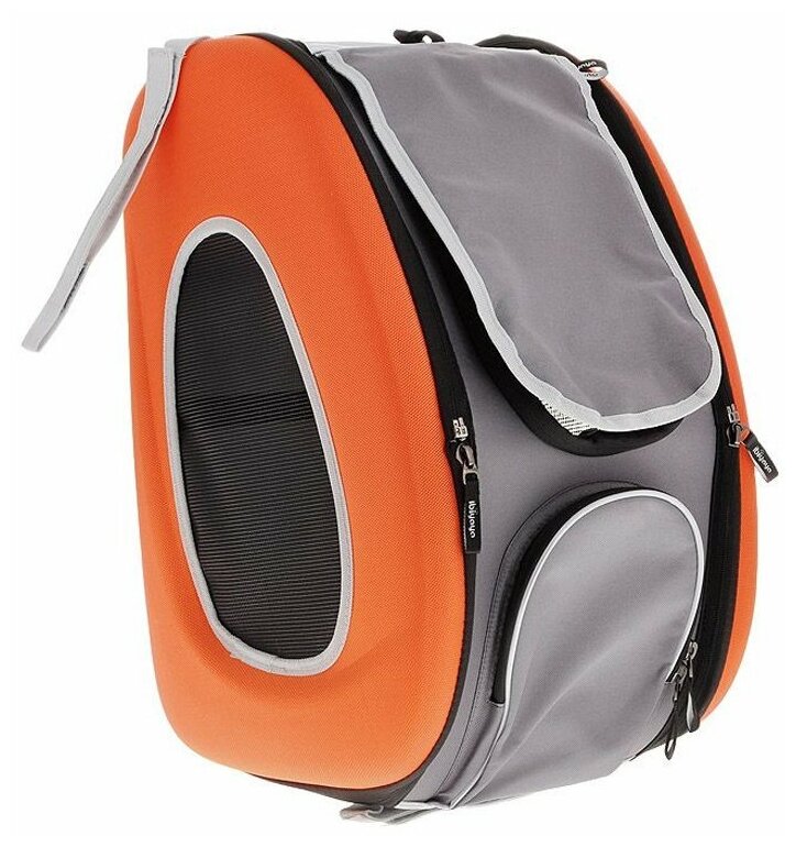 Ibbiyaya складная сумка-тележка 3 в 1 для собак до 8 кг (сумка, рюкзак, тележка) оранжевая - фотография № 2