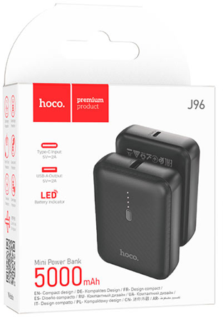 Внешний аккумулятор Hoco Power Bank J96 Strider 5000mAh Black 6931474781338