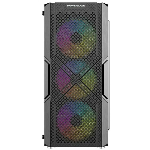 Корпус POWERCASE MISTRAL T4B CMITB-L4 Black, ATX, NoPSU, 2xU2, 1xU3, T.Glass, 4xFan 5-Color