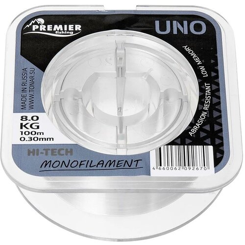 леска premier fishing uno green d 0 30mm 100m nylon pr u g 030 100 Леска Premier UNO 0,30mm/100m Clear Nylon PR-U-C-030-100