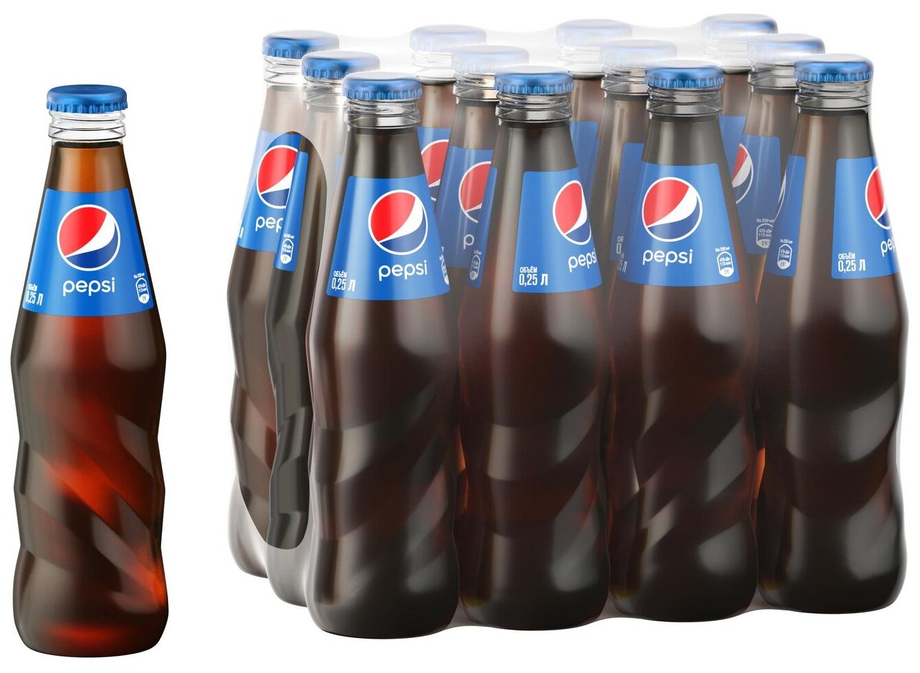 Напиток газированный Pepsi (Пепси) 0.25 л х 12 бутылок, стекло - фотография № 1
