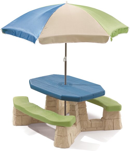 Детский игровой столик с лавочками Пикник-2 с зонтом Step2