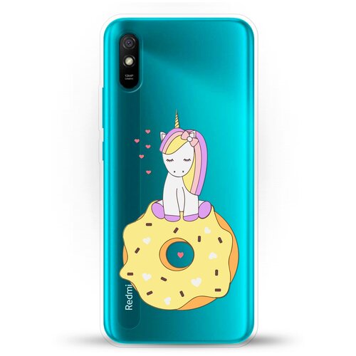 фото Силиконовый чехол единорог на пончике на xiaomi redmi 9a andy & paul