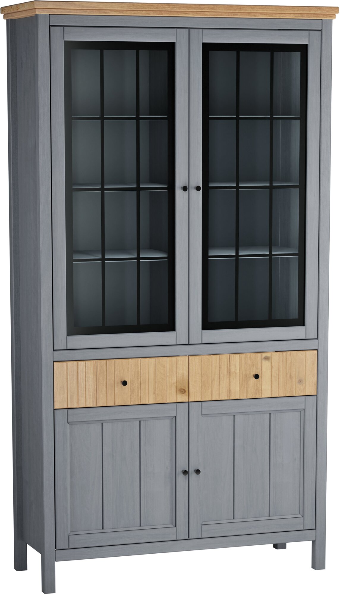 фото Шкаф Сканди 222 со стеклянными и глухими дверями, цвет - белый/антик