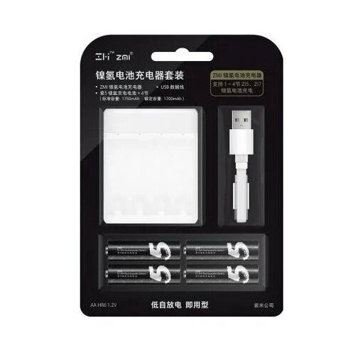 Зарядное устройство на 4 слота + 4 аккумулятора Xiaomi ZMI Zi5 White (PB401)