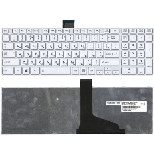 Клавиатура для Toshiba 9Z. N7USU.10R белая c белой рамкой клавиатура для ноутбука toshiba 9z n7usu 10r белая c белой рамкой