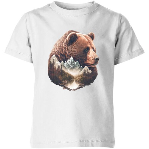 Футболка Us Basic, размер 10, белый мужская футболка портрет медведя в технике двойной экспозиции 2xl серый меланж