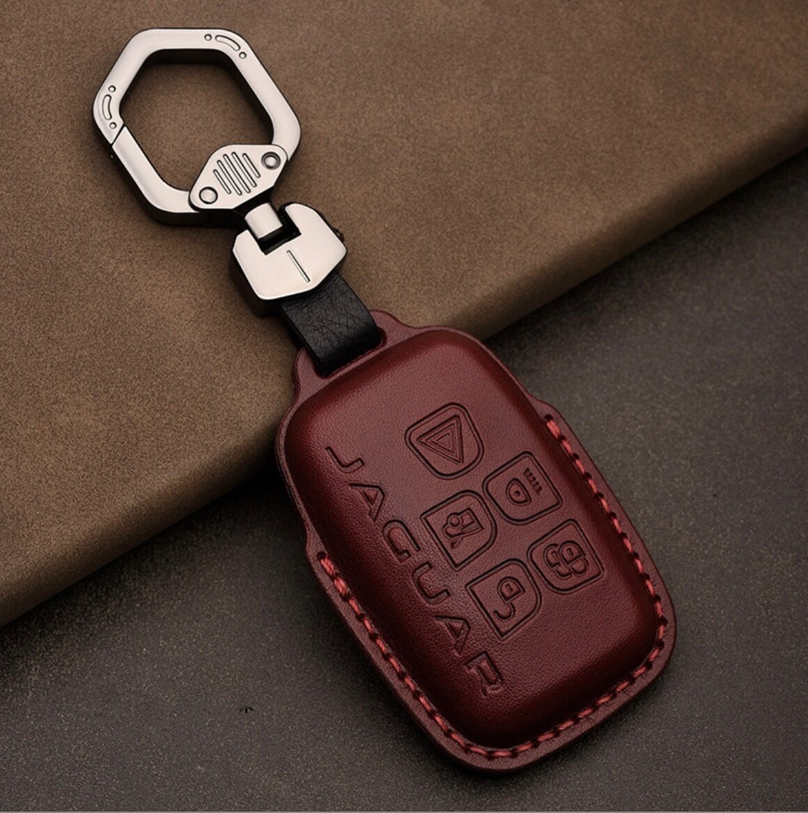 Защитный универсальный кожаный чехол ключница красный для автомобильного смарт ключа Jaguar I PACE F PACE XF Ягуар епейс фпейс брелок футляр из кожи