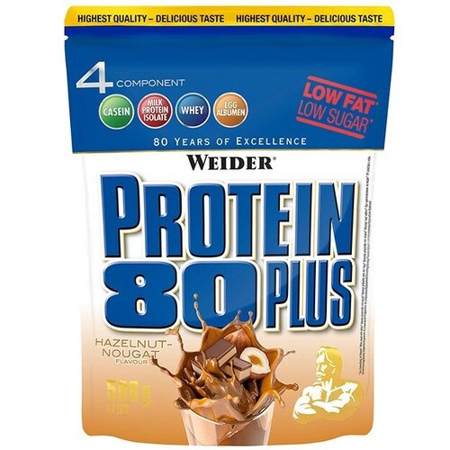 фото Протеиновый коктейль weider protein 80 plus, порошок, 500 г, лесной орех и нуга