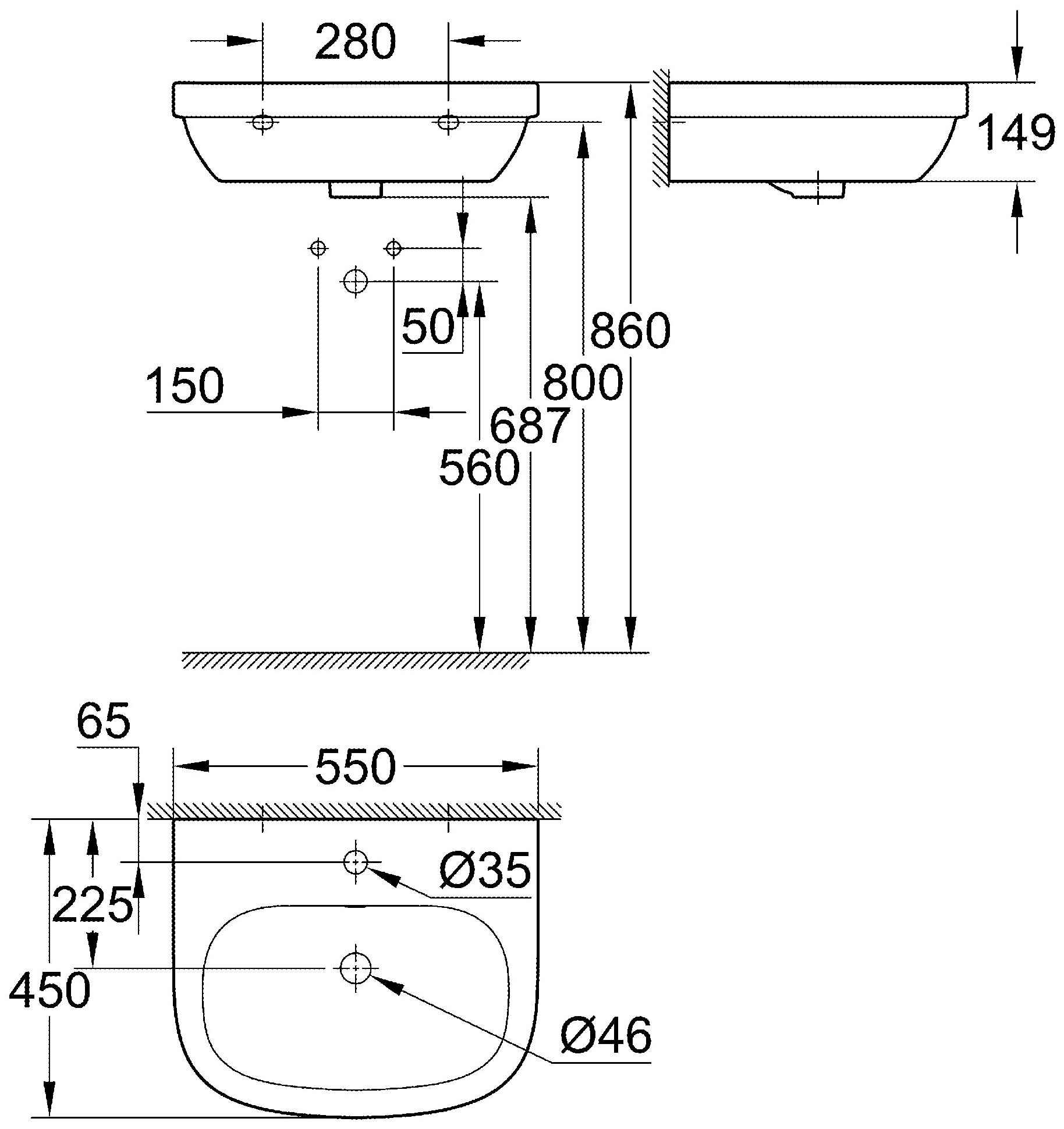 Euro Ceramic 3933600H Раковина 55х45 см Grohe - фото №5