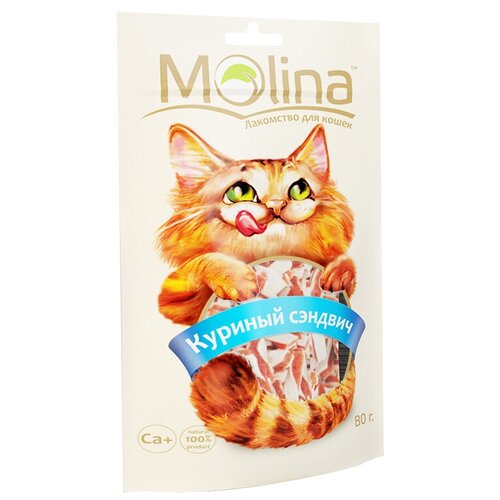 Лакомство для кошек Molina Куриный сэндвич, 80 г