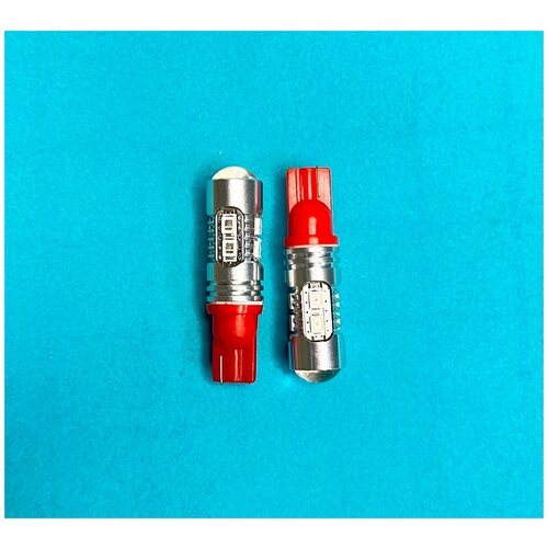 Автомобильные светодиодные лампы T10 Samsung 15W Красного свечения с линзой