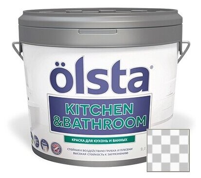 Краска интерьерная Olsta Kitchen and Bathroom Прозрачная 9 л