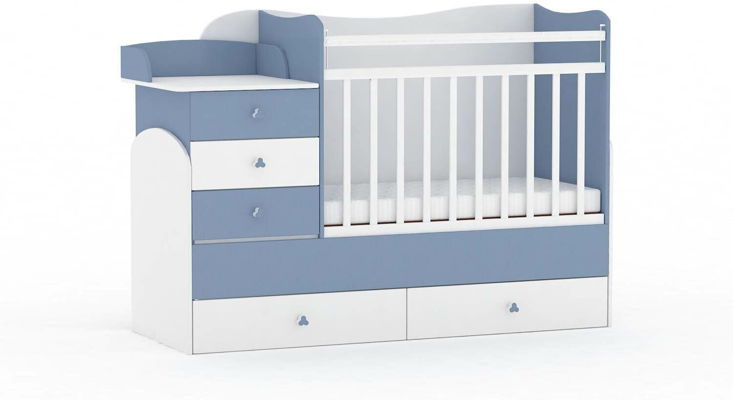 Кровать детская Фея 1400 белый-синий
