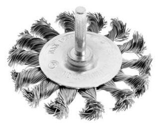 Щетка металлическая для дрели тундра, со шпилькой, крученая проволока, плоская, 75 мм - фотография № 10