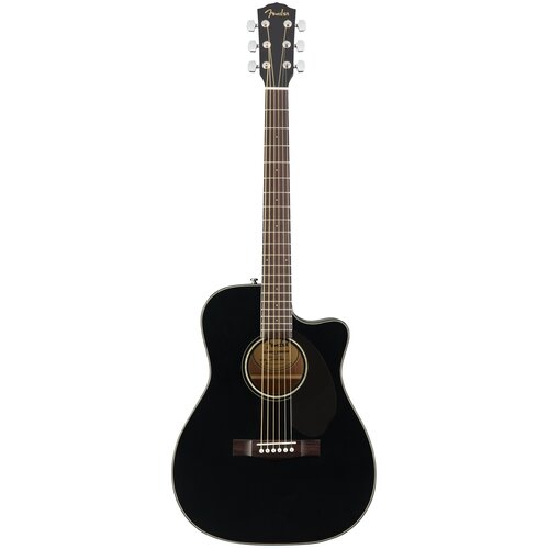 фото Fender cc-60sce blk wn электроакустическая гитара, топ - массив ели, накладка орех, цвет черный