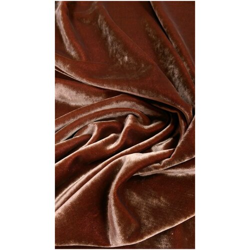 ткань бархат вискозный тёмно коричневого цвета италия Ткань Бархат вискозный медного цвета Италия