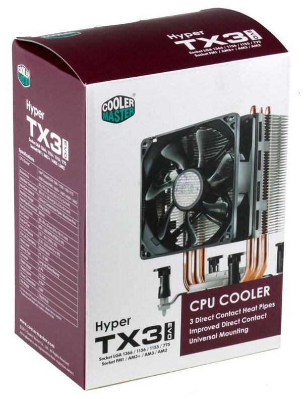 Кулер Cooler Master Hyper TX3 Evo LGA1156/1155/775/FM1/AM3(+)/AM2(+) PWM (RR-TX3E-22PK-R1) - фото №11