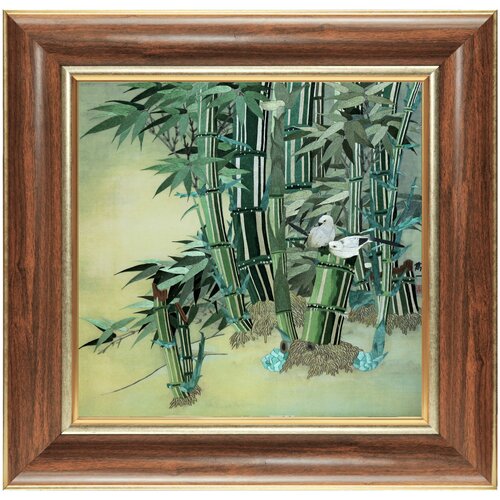Картина для интерьера В зарослях бамбука ручной работы /см 64х64х3/в багете