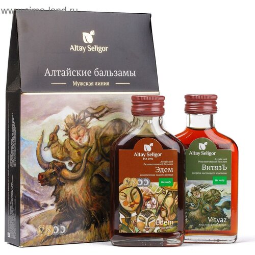 Подарочный набор Мужской бальзам Витязь бальзам Эдем на меду 2 флакона по 100 мл 1003₽