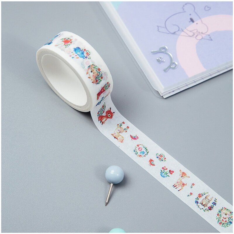 Клейкая лента декоративная MESHU "Cute toys", 1,5см*3м, 5 штук