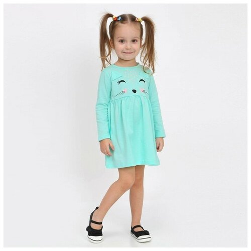 Платье для девочки, цвет мятный, рост 98-104 см футболка для девочки цвет мятный meow рост 98 см