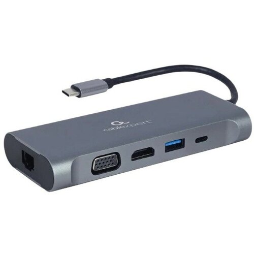 USB TypeC адаптер 7 в 1 Cablexpert A-CM-COMBO7-01 адаптер интерфейсов cablexpert a cm combo7 01 usb cm 7 в 1 type c usb3 0 hdmi vga rj 45
