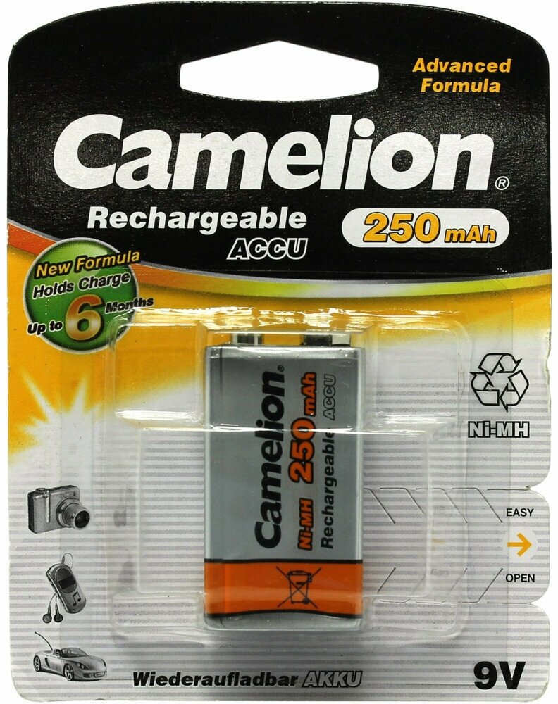 Camelion 9V-250mAh Ni-Mh BL-1 (NH-9V250BP1, аккумулятор,9В), цена за 1 шт.