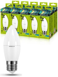 Комплект светодиодных лампочек Свеча Ergolux LED-C35-9W-E27-4K