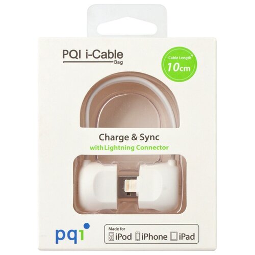 PQI Кабель Lightning 0.1м PQI PQI-iCABLE-BAG-WH круглый белый