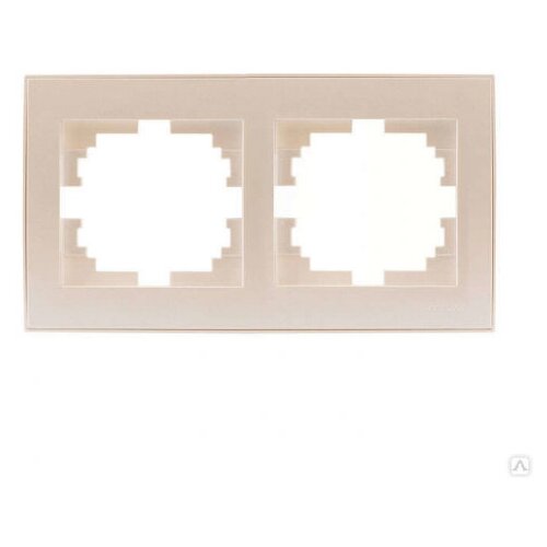 DERIY Рамка 2-ая горизонтальная жемчужно-белая металлик | код 702-3000-147 | Lezard ( 1шт. )
