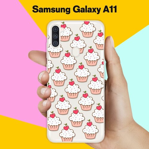 Силиконовый чехол Капкейки на Samsung Galaxy A11 силиконовый чехол капкейки на samsung galaxy s10