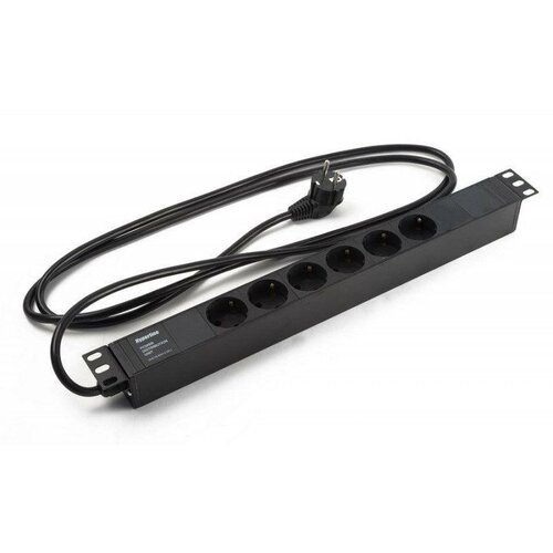 Блок розеток 6-м 16А SHE19-6SH-S-25EU Schuko горизонт с выкл шнур 25м Hyperline 397026 9999₽