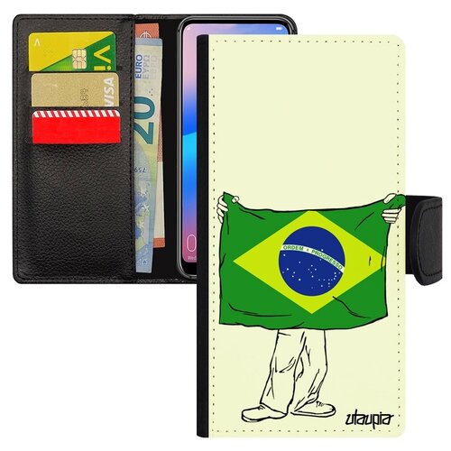 фото Чехол-книжка на мобильный samsung galaxy a10, "флаг бразилии с руками" патриот страна utaupia