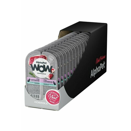 ALPHAPET WOW SUPERPREMIUM ламистер влажный корм для кошек с чувствительным пищеварением утка с потрошками 80г х 45шт