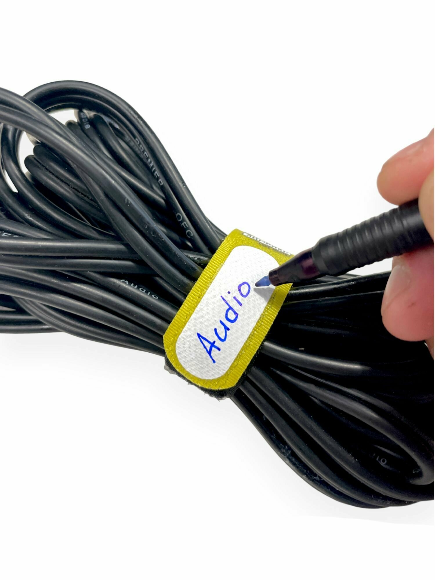 Стяжка хомут на липучке с полем для надписи шириной 20мм. (20см. 9шт.) — фото 1