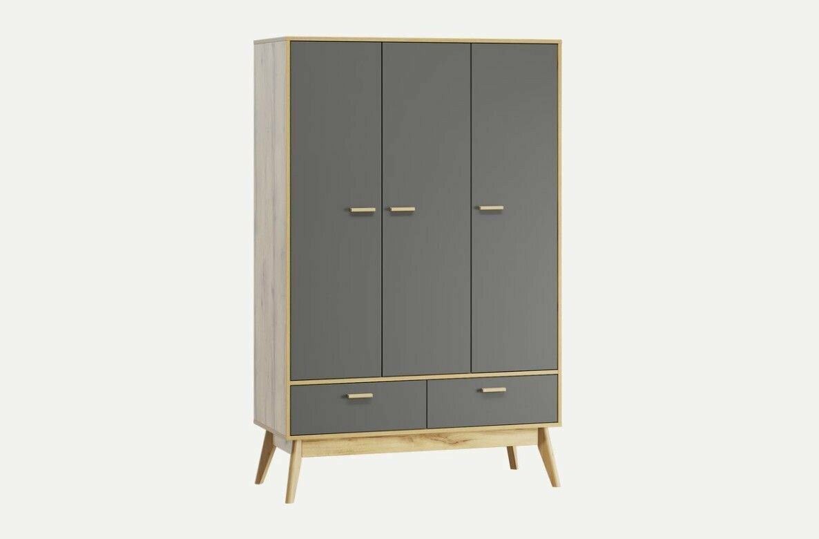 Распашной шкаф Нордик-3 Wood Grey, 119 см х 50 см х 185 см