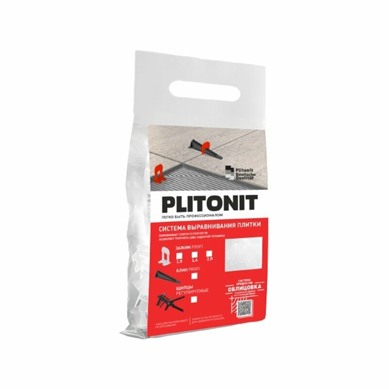 Система выравнивания плитки Plitonit зажим SVP-PROFI 1 мм (100 шт.) — фото 3
