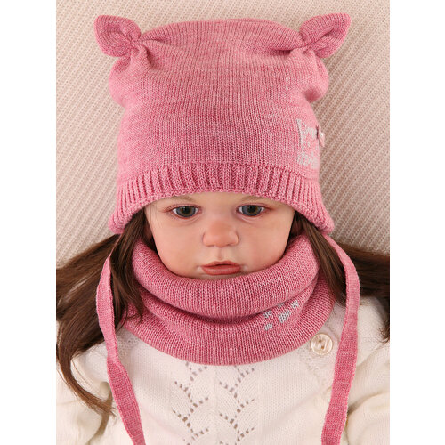 фото Шапка бини поляярик, размер 46-48, розовый, мультиколор