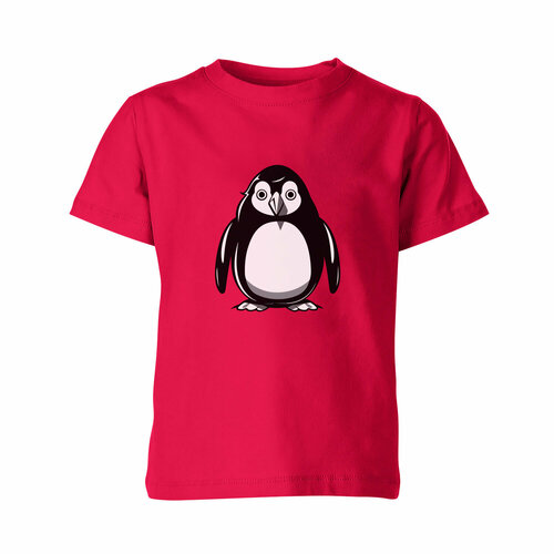 детская футболка маленький пингвин 116 белый Футболка Us Basic, размер 4, розовый