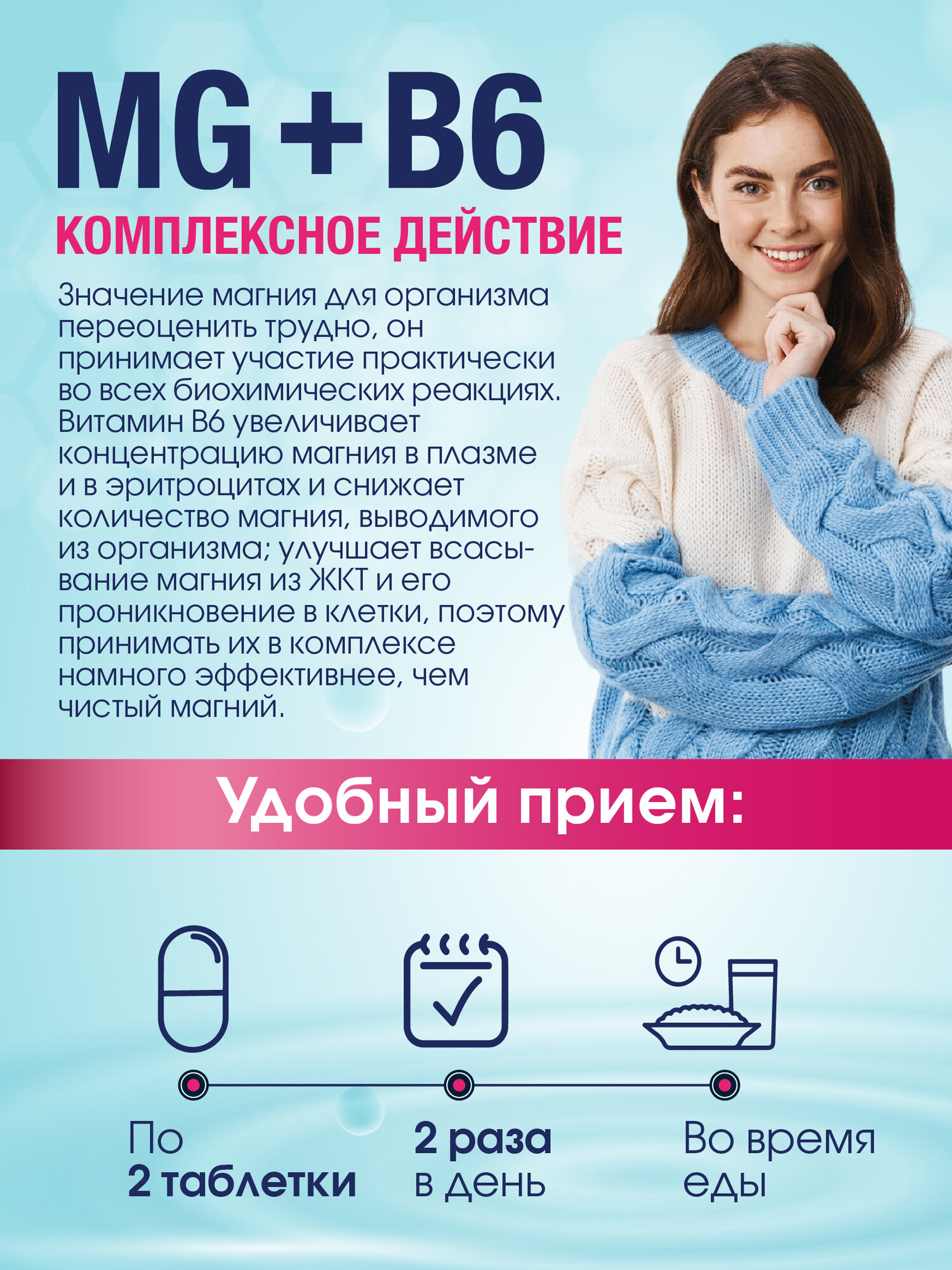 Магний цитрат с витаминами В6 Форте Миофарм 200 т. 735 мг + B6 от стресса, для нормализации сна, успокоительное. — фото 1