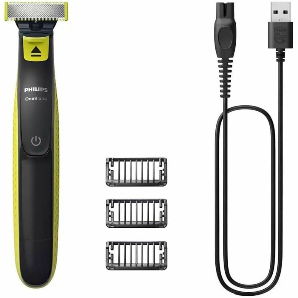 Триммер для бороды и усов Philips OneBlade QP2724/10, салатовый, черный — фото 1