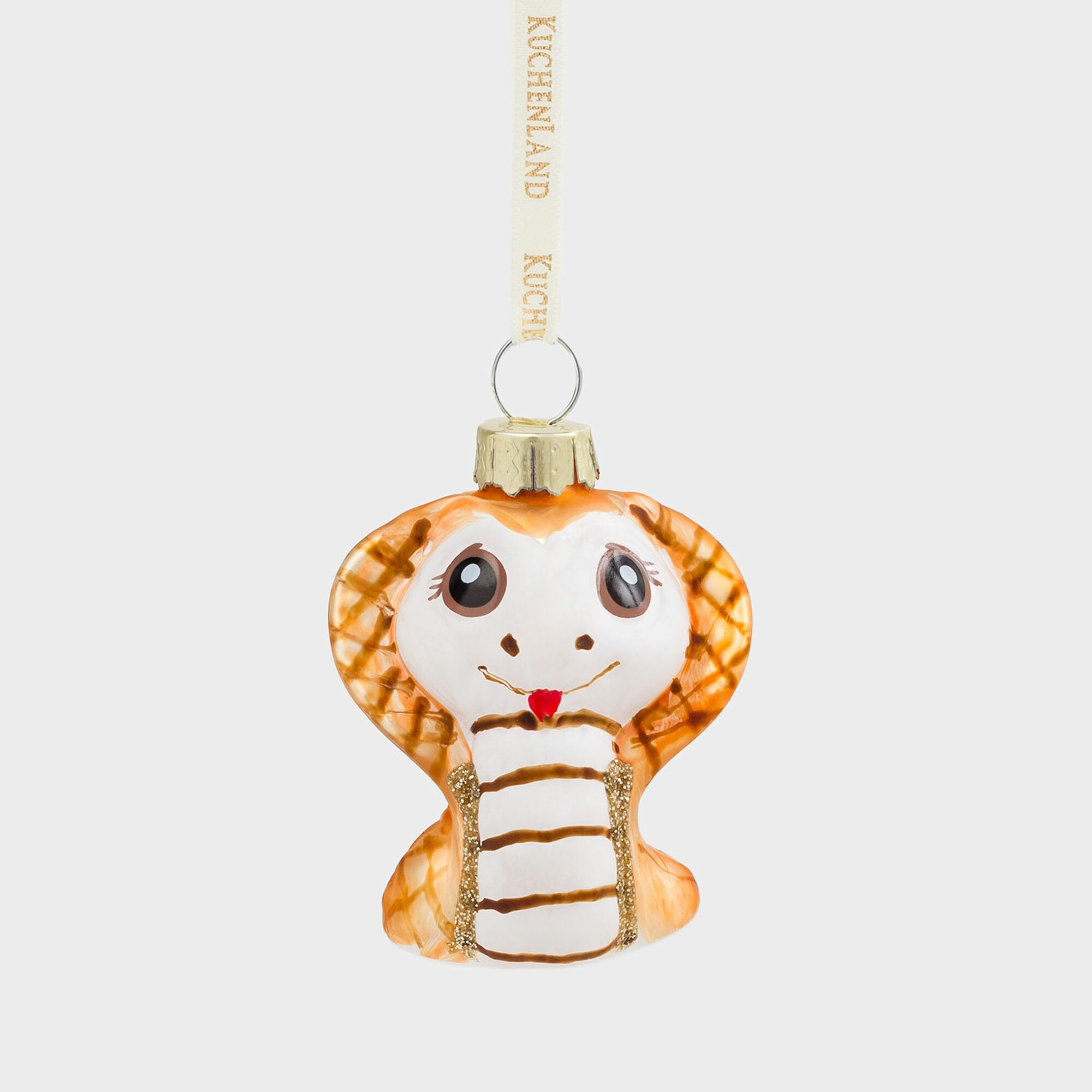 Игрушка елочная, 5 см, стекло, золотистая, Кобра, Figure snake