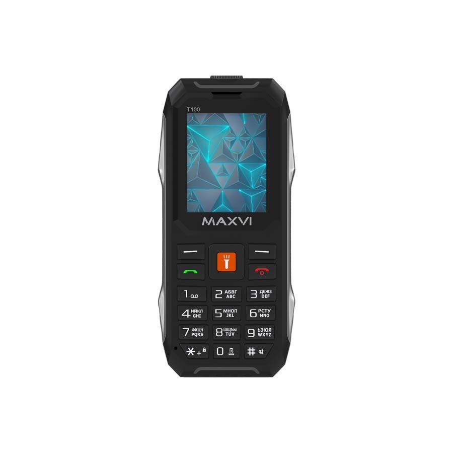 Кнопочный телефон MAXVI T100, 2 SIM, 1.77", 33МБ, 1500мАч, IP54, FM-радио, чёрный — фото 1