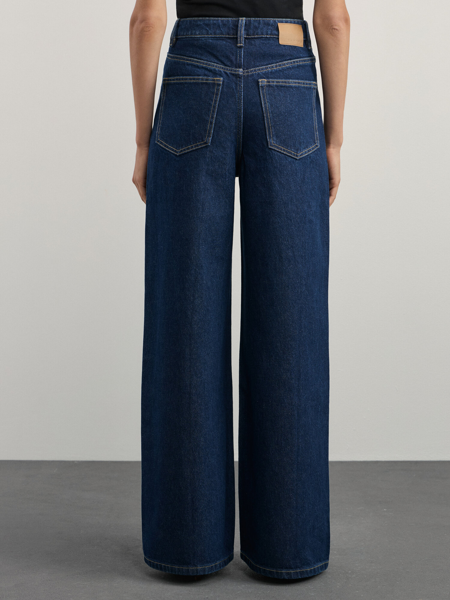 Джинсы широкие Zarina wide leg, размер S (RU 44)/170, темный индиго — фото 1